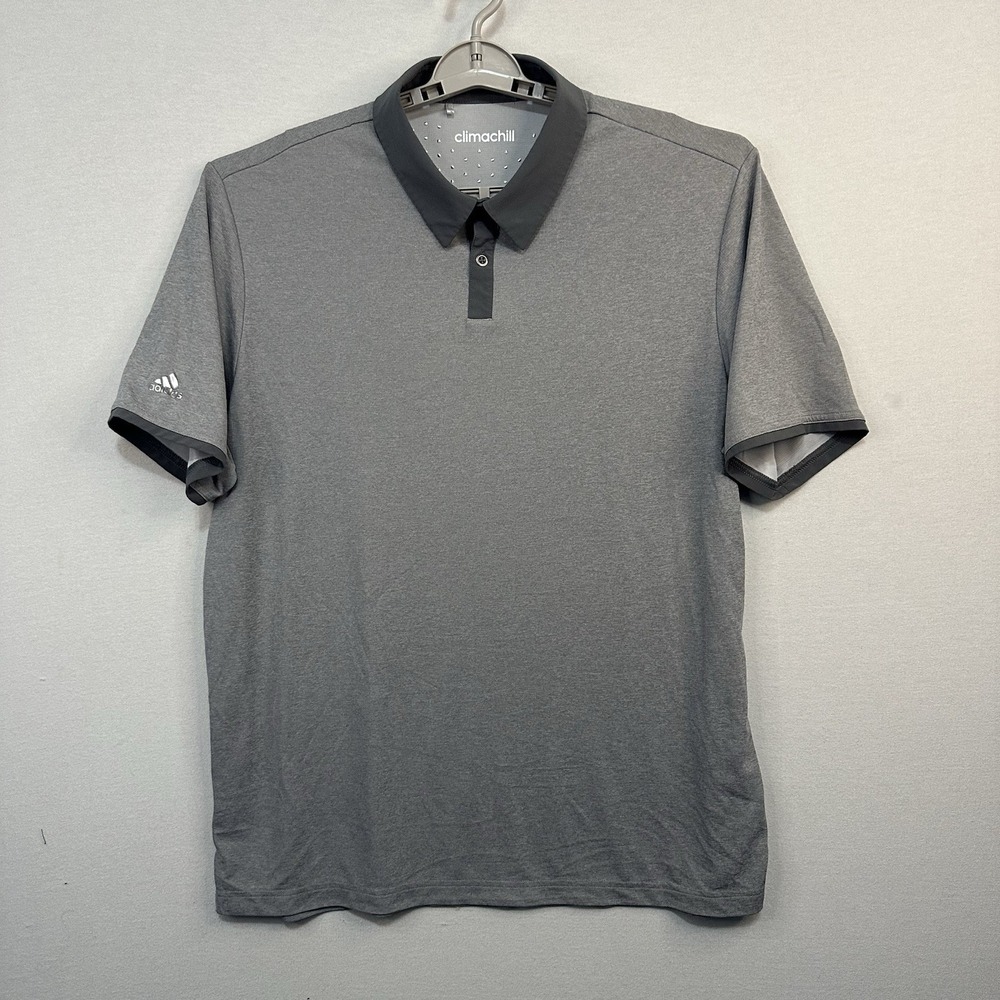 Adidas Climachill Men's 2XL Polo‎ Grey Short Sleeve Golf Sports Lightweight
